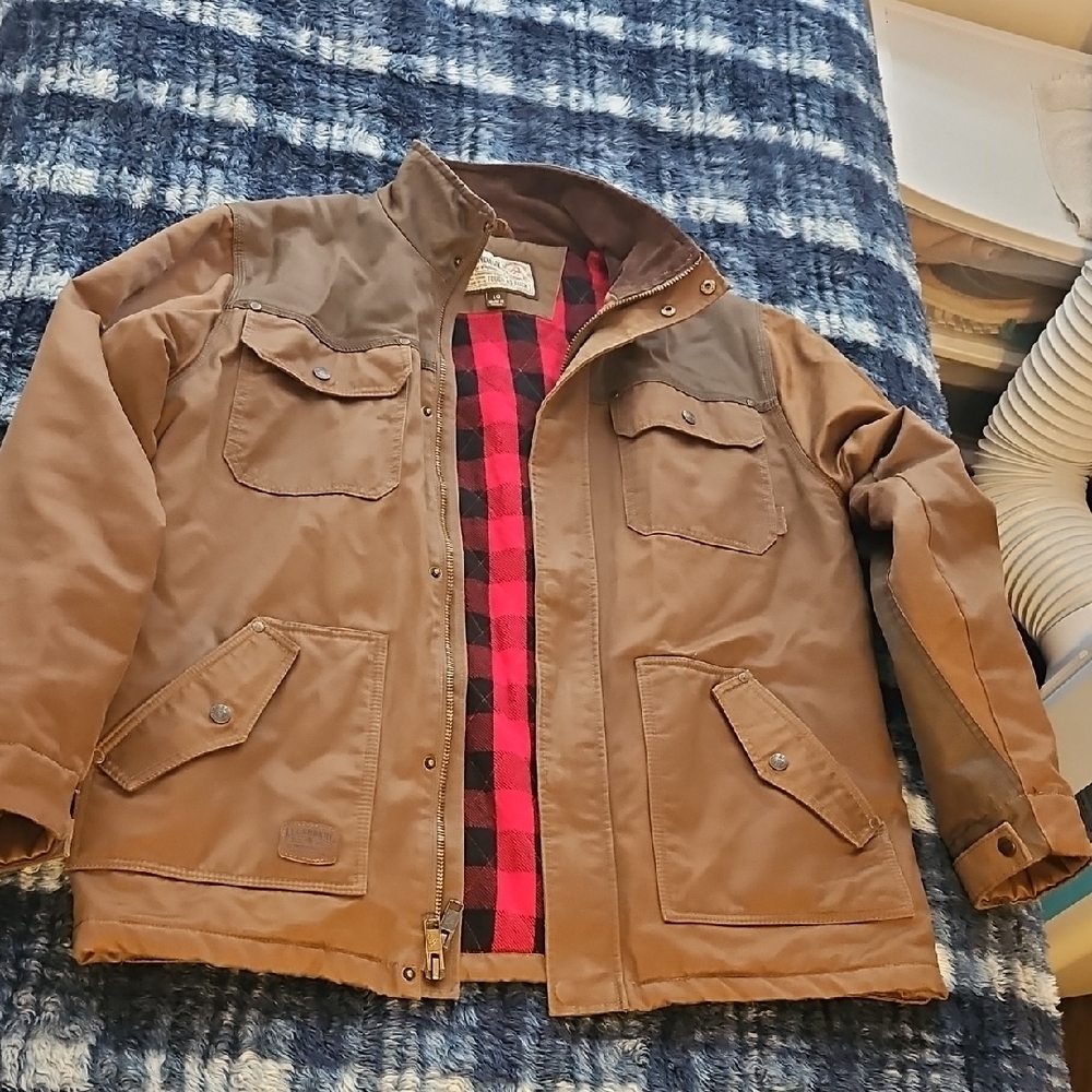 Legendary Whitetails Men's Tan Jacket with Red Plaid Lining